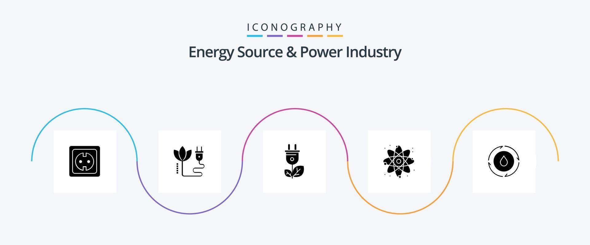 énergie la source et Puissance industrie glyphe 5 icône pack comprenant énergie. pouvoir. brancher. énergie . Puissance vecteur