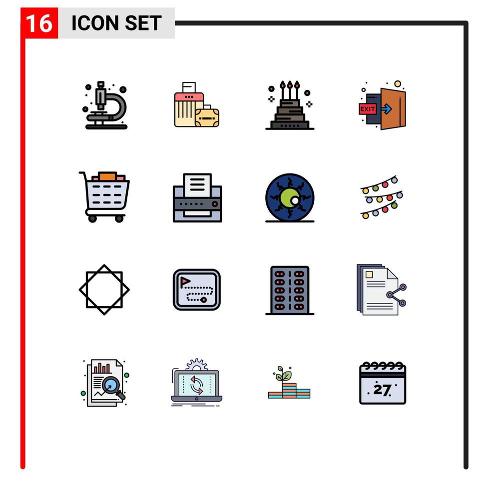 ensemble de 16 moderne ui Icônes symboles panneaux pour check-out en dehors fête Se déconnecter porte modifiable Créatif vecteur conception éléments