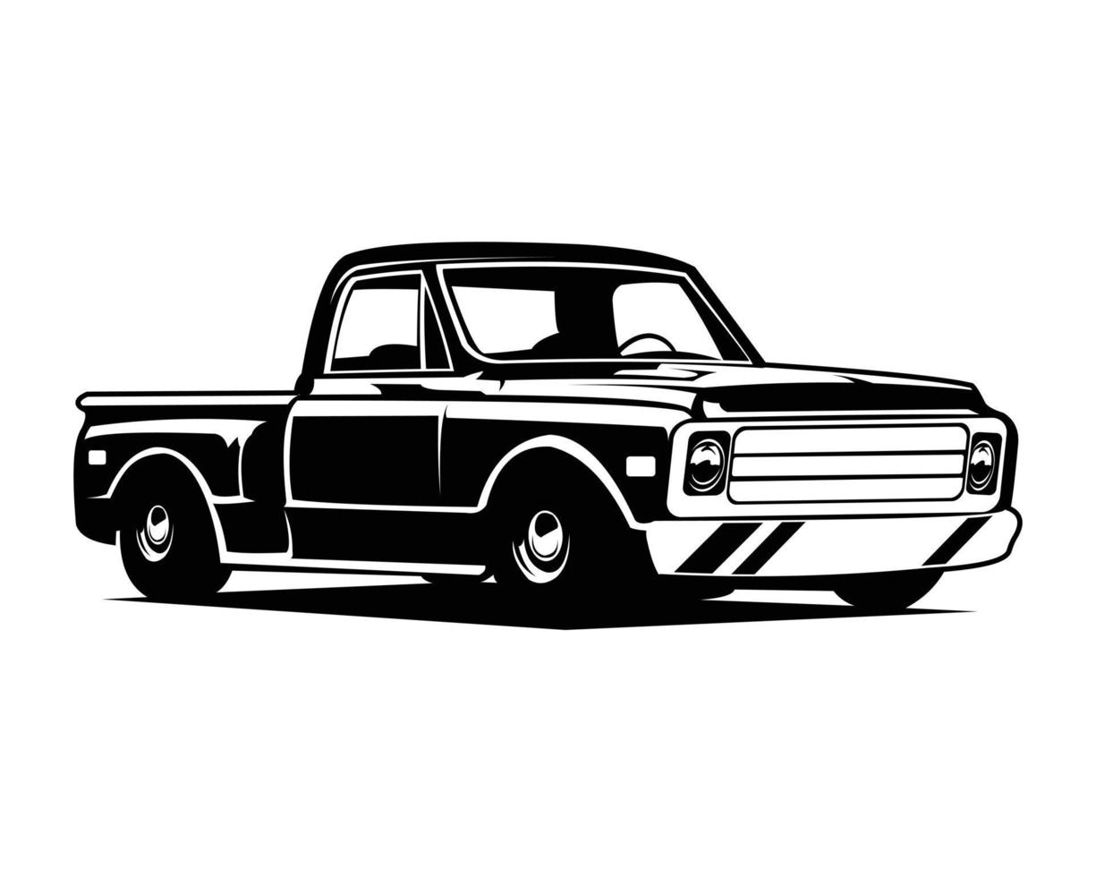 un camion c10 logo isolé blanc Contexte vue de côté. meilleur pour badge, emblème, icône, autocollant conception et vieux un camion voiture industrie. vecteur illustration disponible dans eps dix.