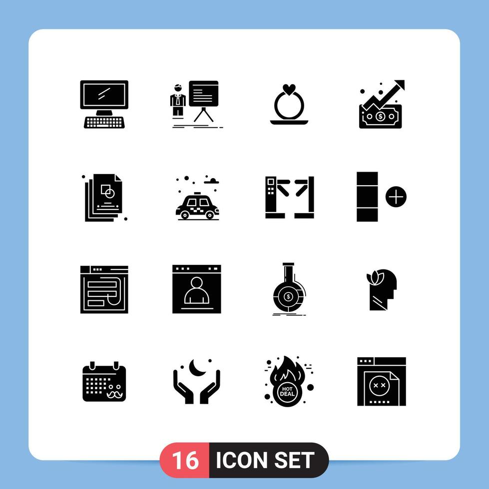 ensemble de 16 commercial solide glyphes pack pour esquisser en haut graphique tendance proposition modifiable vecteur conception éléments