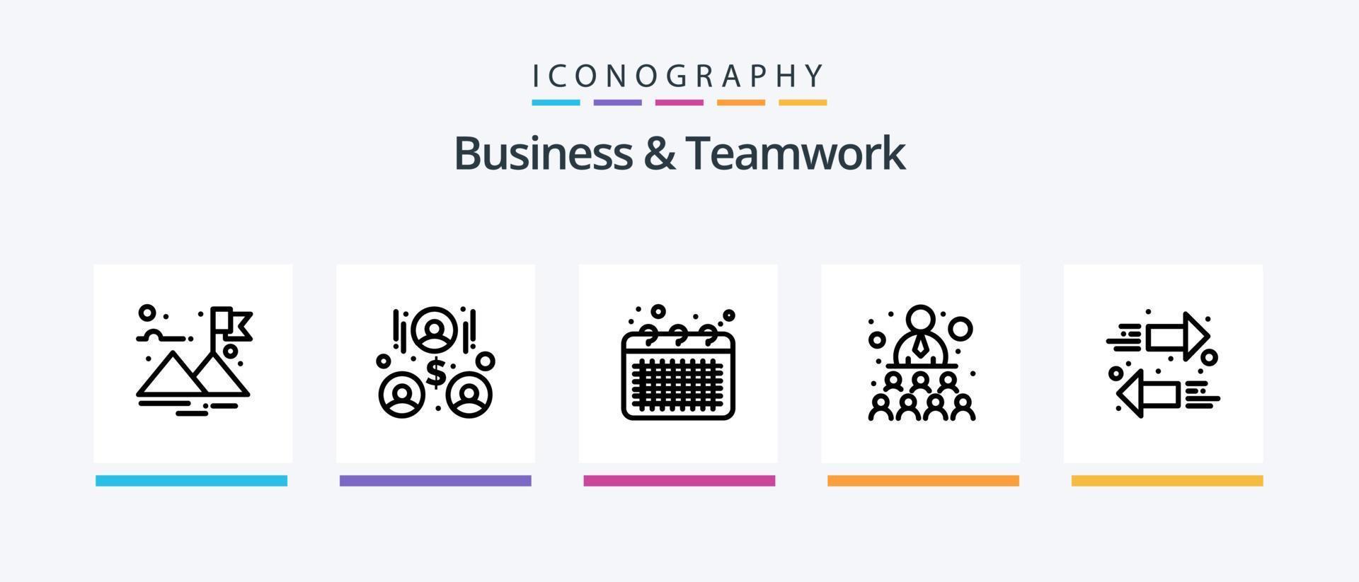 affaires et travail en équipe ligne 5 icône pack comprenant . équipe. échange. relation. travail. Créatif Icônes conception vecteur