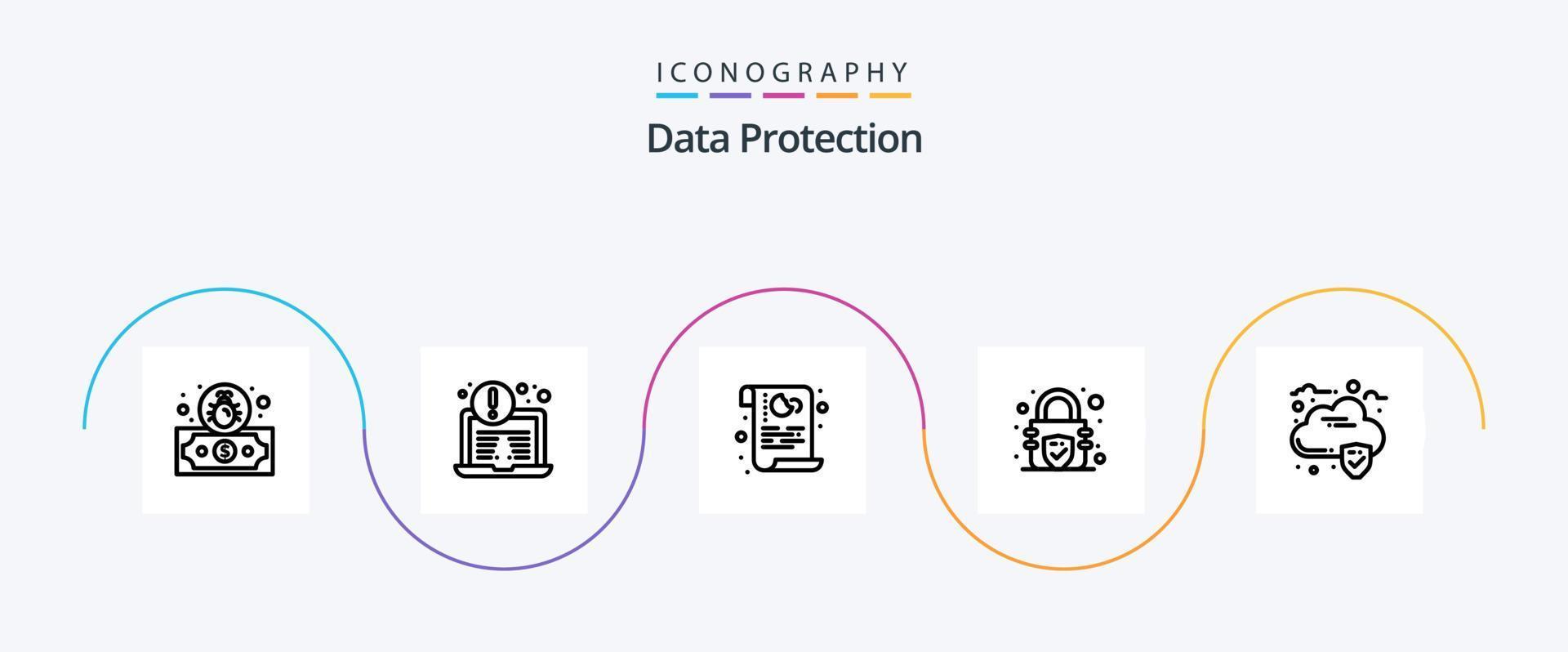 Les données protection ligne 5 icône pack comprenant . données. politique. nuage. fermer à clé vecteur