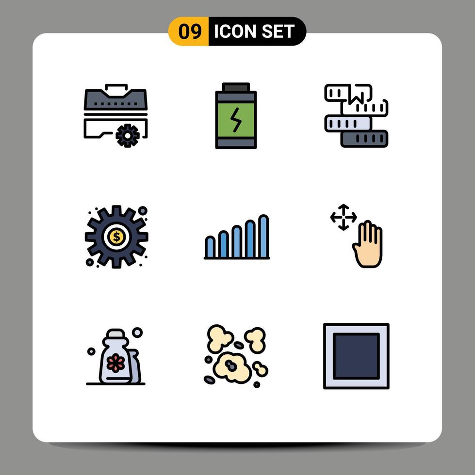 Stock vecteur icône pack de 9 ligne panneaux et symboles pour signal réglage éducation préférence dollar modifiable vecteur conception éléments