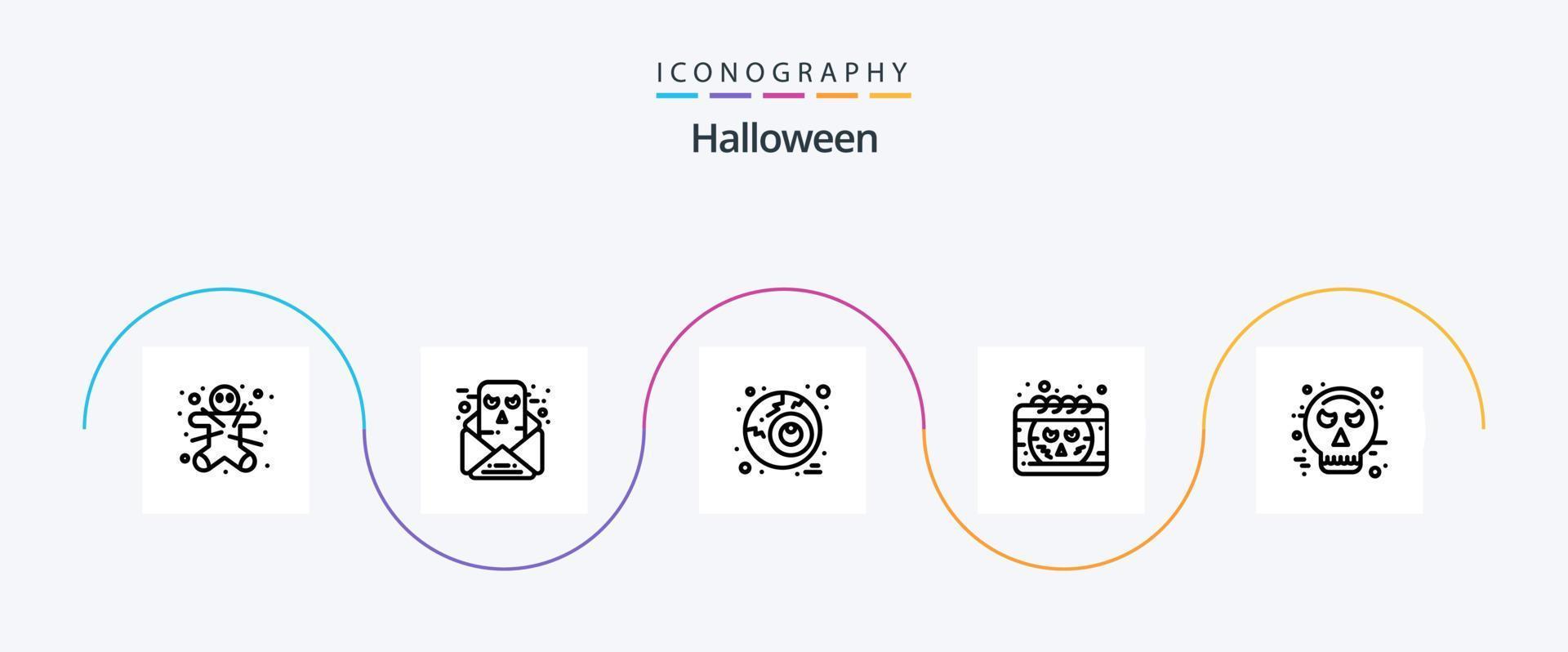 Halloween ligne 5 icône pack comprenant gars fawkes. avatar. œil. souriant. Date vecteur
