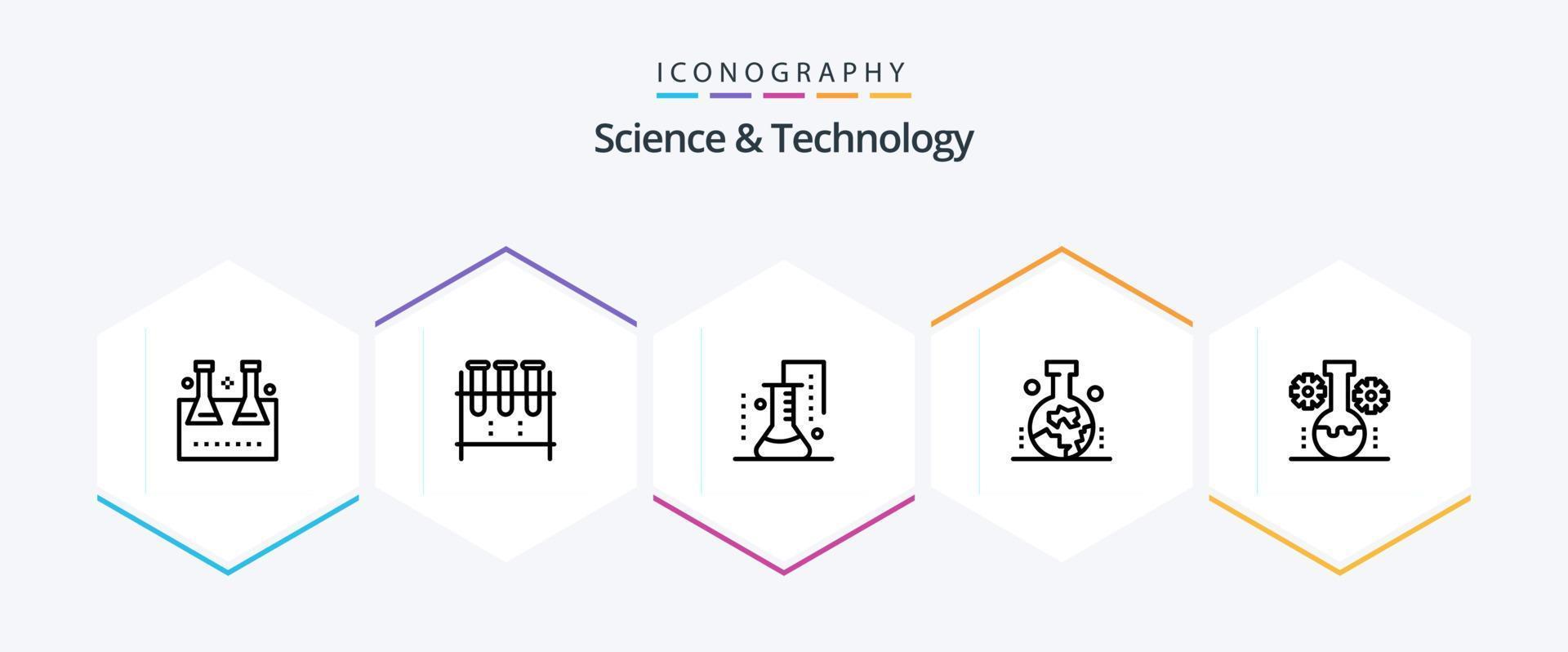 science et La technologie 25 ligne icône pack comprenant scientifique recherche. chimique industrie. science de matière. ours laboratoire. scientifique étude de le origine de le Terre vecteur