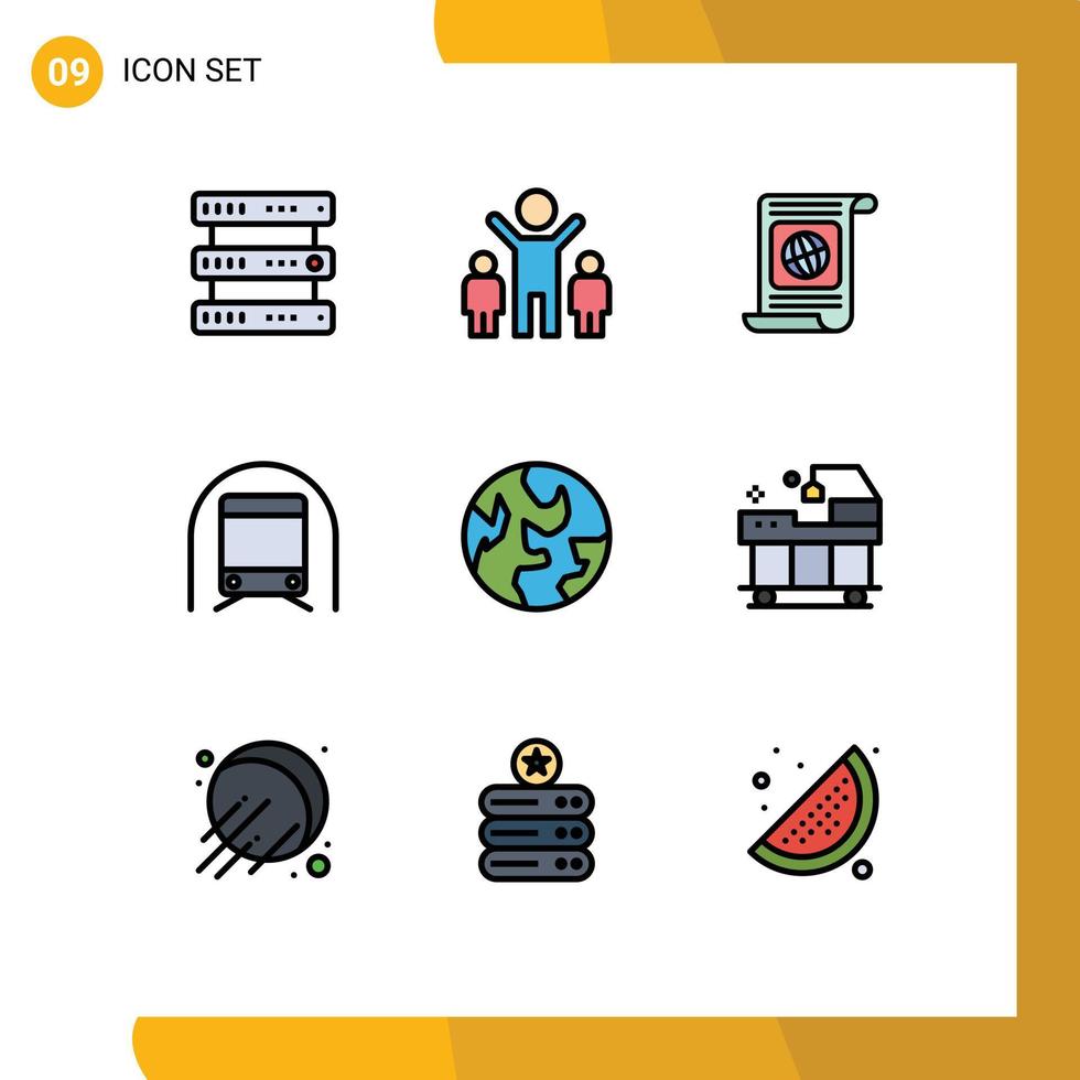 Stock vecteur icône pack de 9 ligne panneaux et symboles pour Terre transport objectifs transport métro modifiable vecteur conception éléments