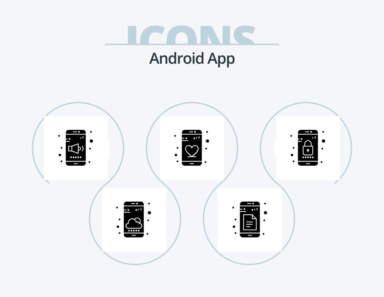 Android app glyphe icône pack 5 icône conception. mobile. application. application. téléphone. app vecteur
