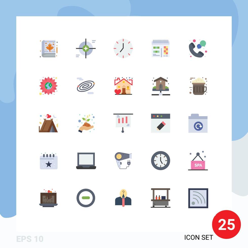 mobile interface plat Couleur ensemble de 25 pictogrammes de centre conception cible calendrier multimédia modifiable vecteur conception éléments