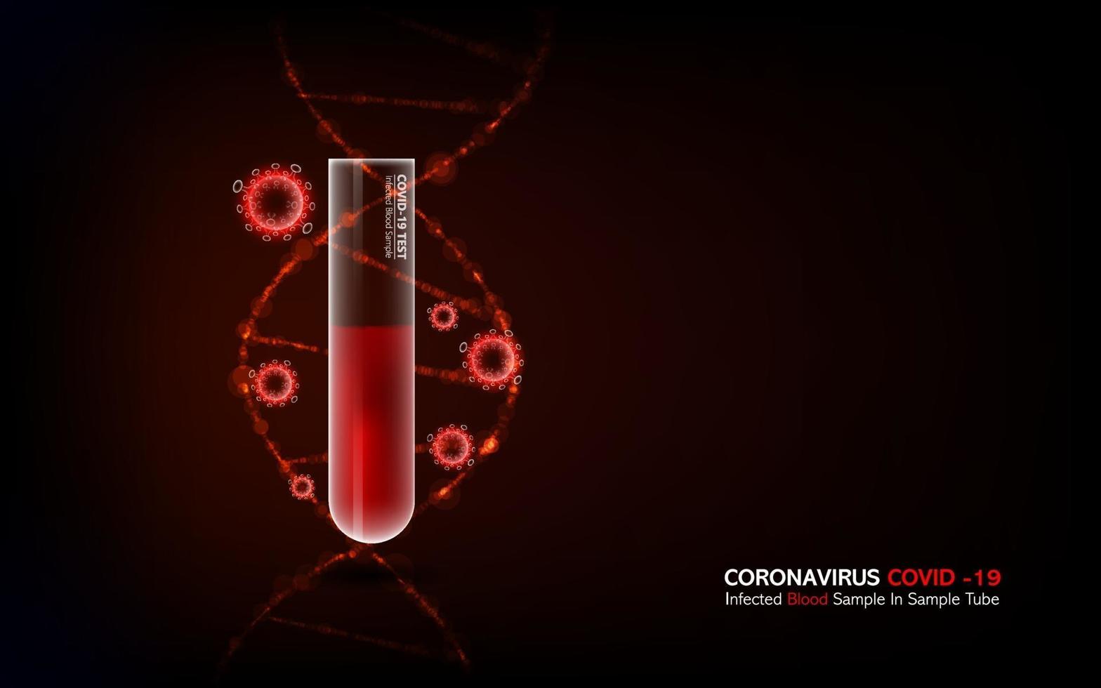 échantillon de sang infecté par le coronavirus covid19 dans un tube à échantillon vecteur