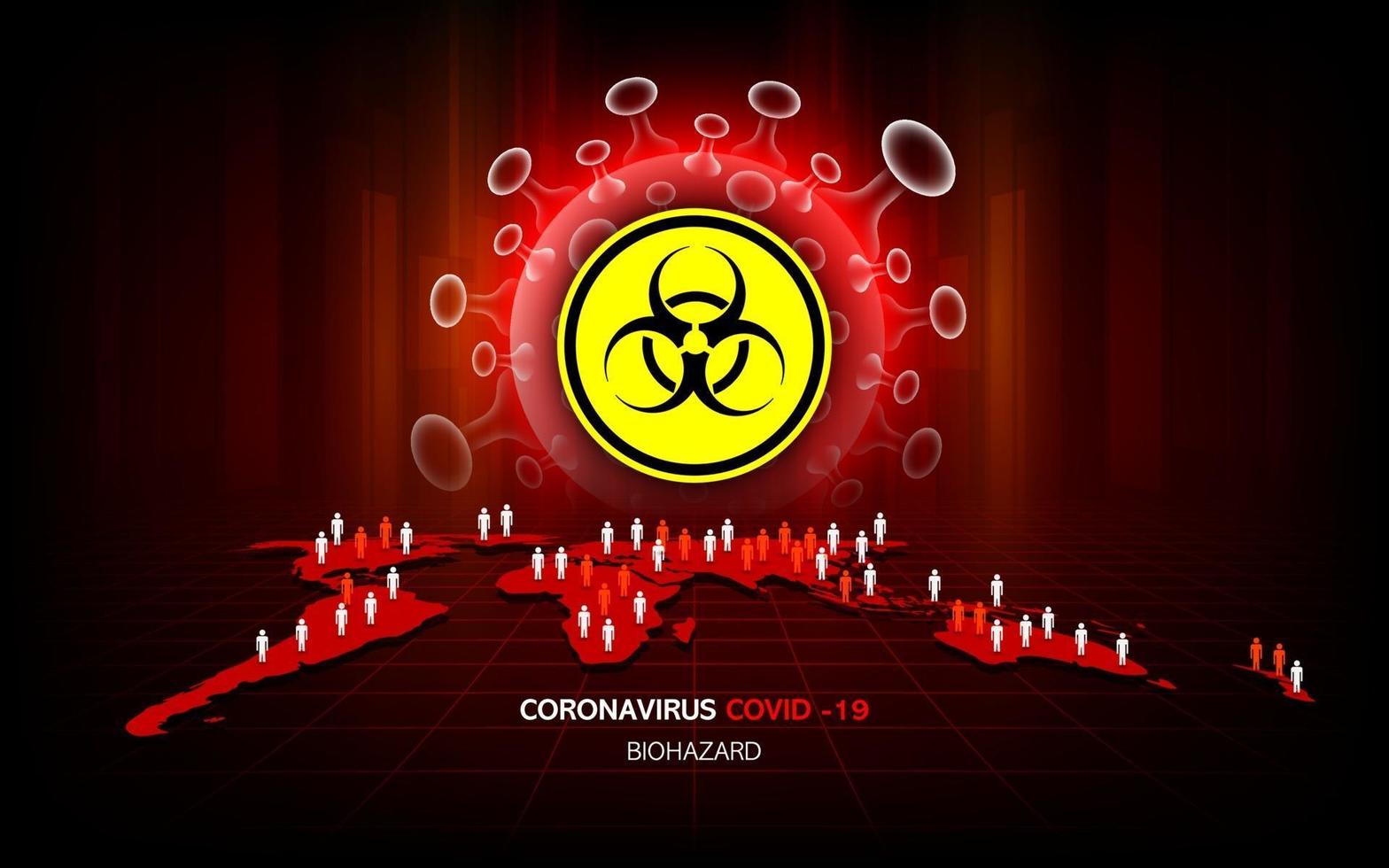 coronavirus maladie covid-19 danger et infection à risque biologique concept de pandémie médicale mondiale. vecteur