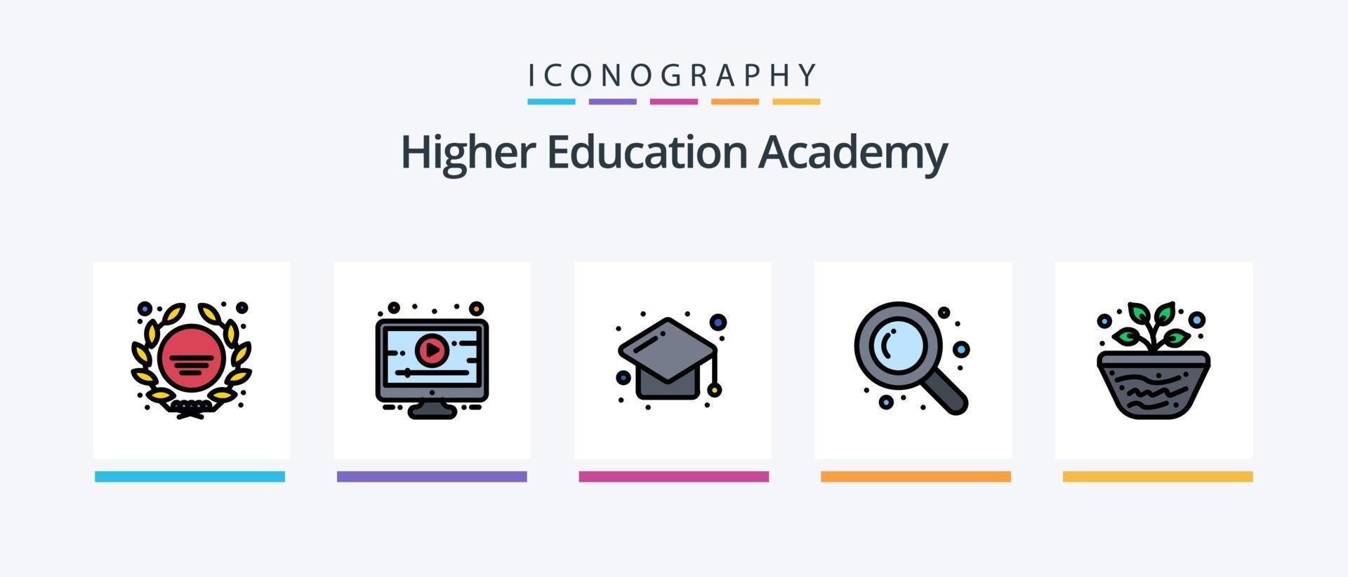 académie ligne rempli 5 icône pack comprenant . apprentissage. recherche. planche. diplôme. Créatif Icônes conception vecteur