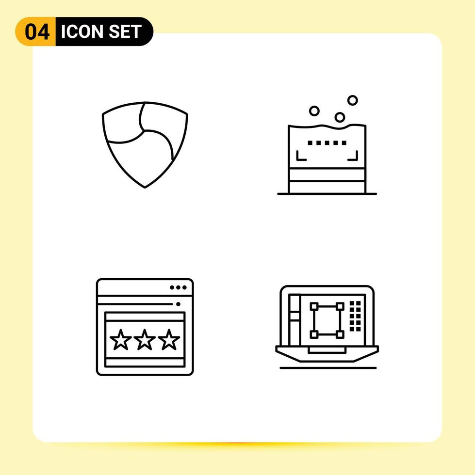 mobile interface ligne ensemble de 4 pictogrammes de nem page Web crypto devise salle de bains diminution modifiable vecteur conception éléments