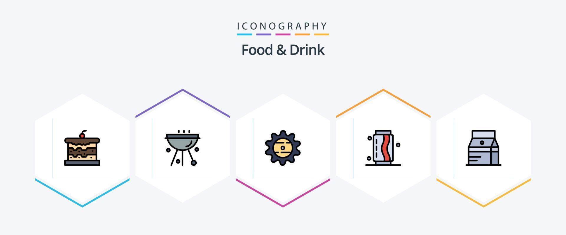 nourriture et boisson 25 ligne remplie icône pack comprenant rapide. peut. aliments. boisson vecteur