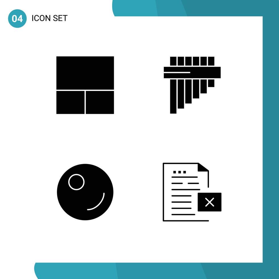 pictogramme ensemble de 4 Facile solide glyphes de la grille document instrument légume Bureau modifiable vecteur conception éléments