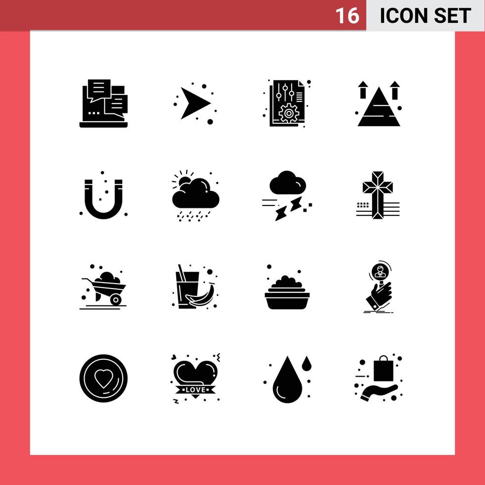 utilisateur interface pack de 16 de base solide glyphes de Haut La Flèche document terre rapport modifiable vecteur conception éléments