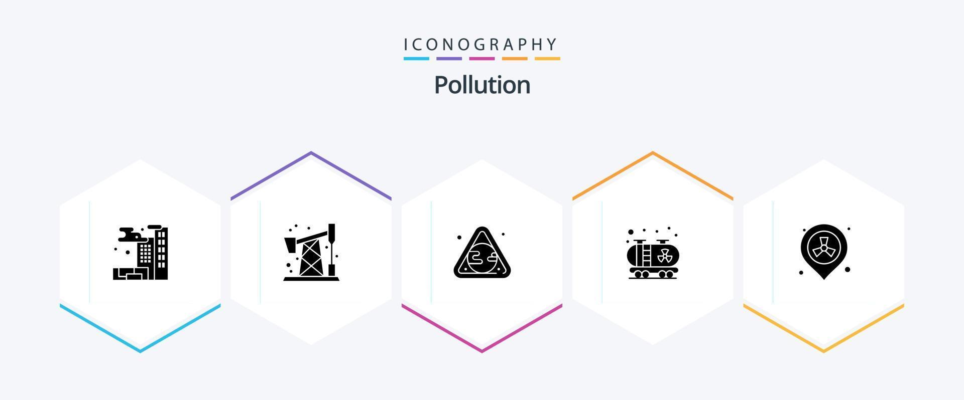 la pollution 25 glyphe icône pack comprenant . pollution. pollution. espace réservé. réservoir vecteur