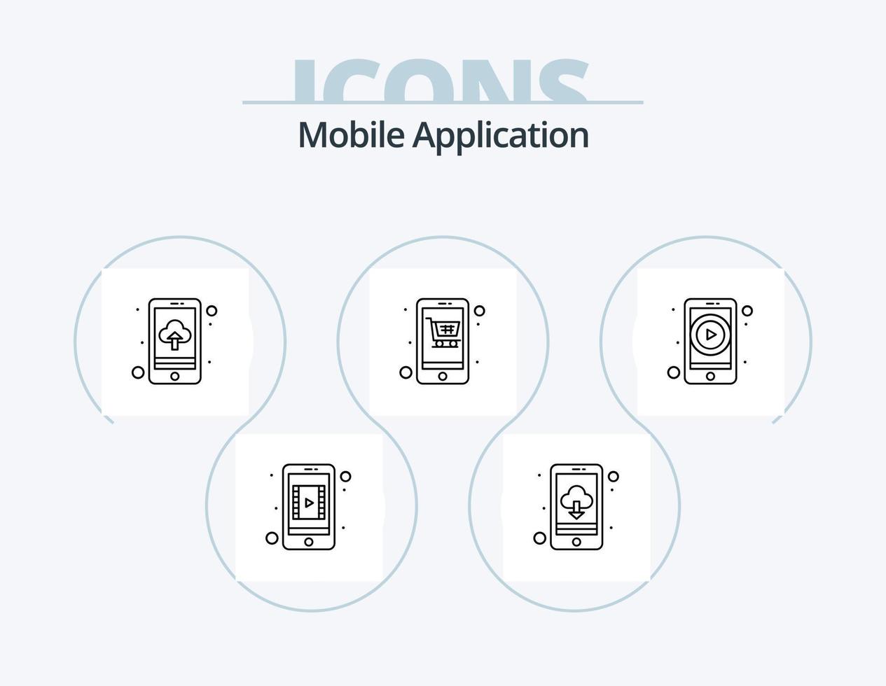 mobile application ligne icône pack 5 icône conception. GPS. mobile. application. Galerie. app vecteur