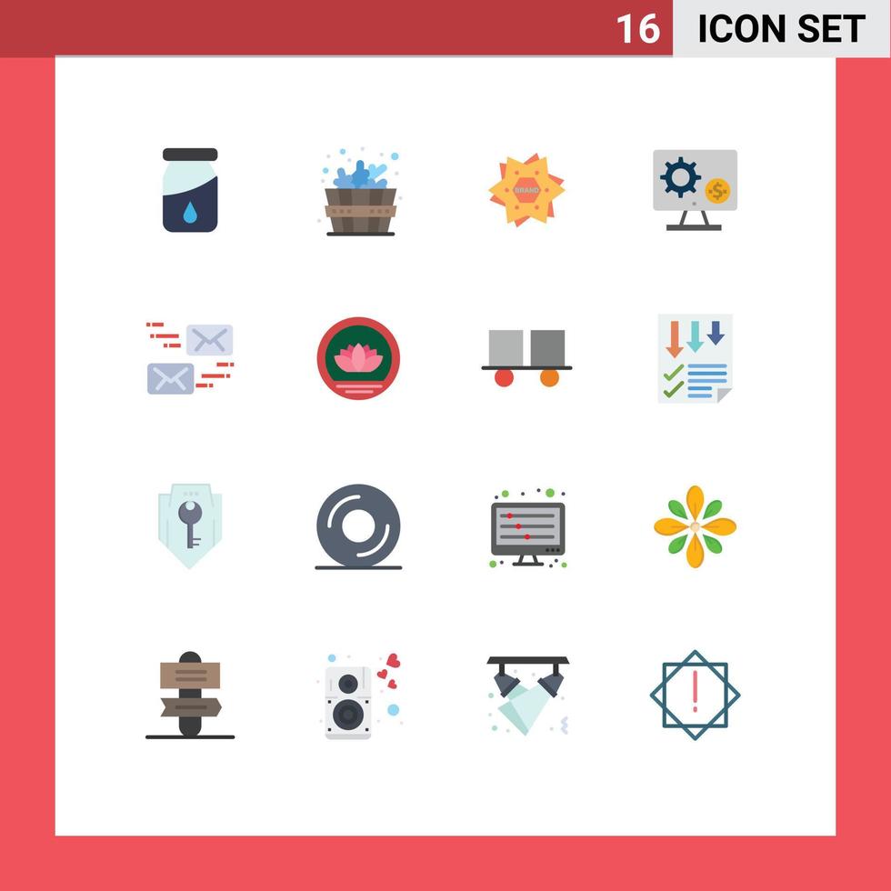 universel icône symboles groupe de 16 moderne plat couleurs de email équipement marque réglage moniteur modifiable pack de Créatif vecteur conception éléments