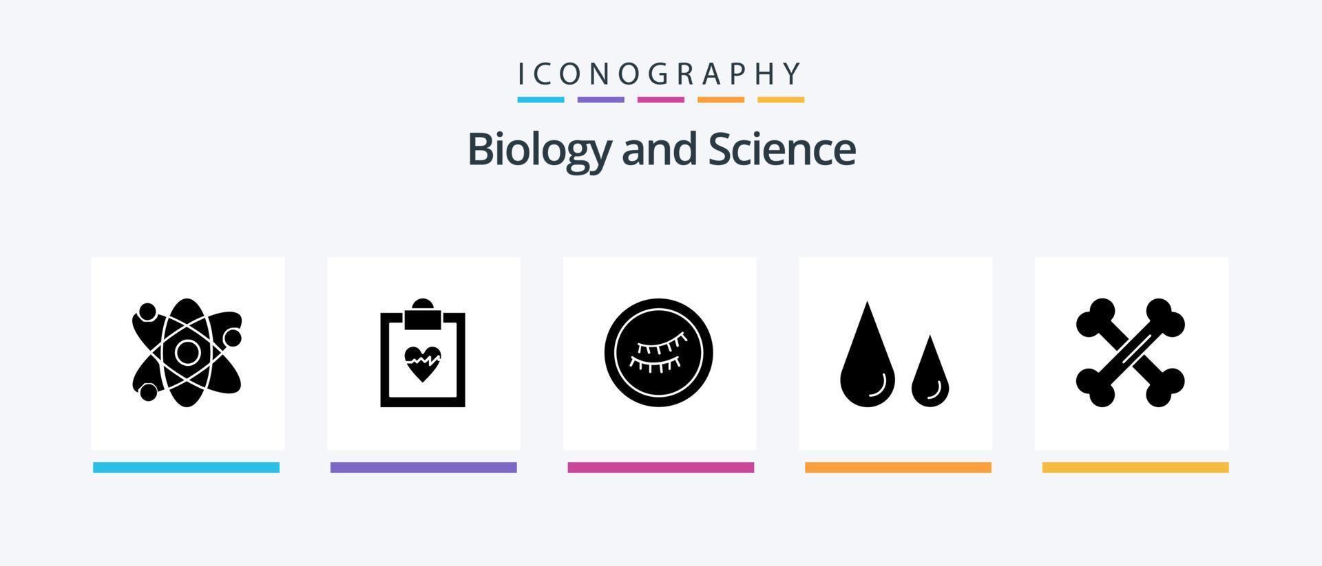 la biologie glyphe 5 icône pack comprenant . laboratoire. dormir. os. science. Créatif Icônes conception vecteur
