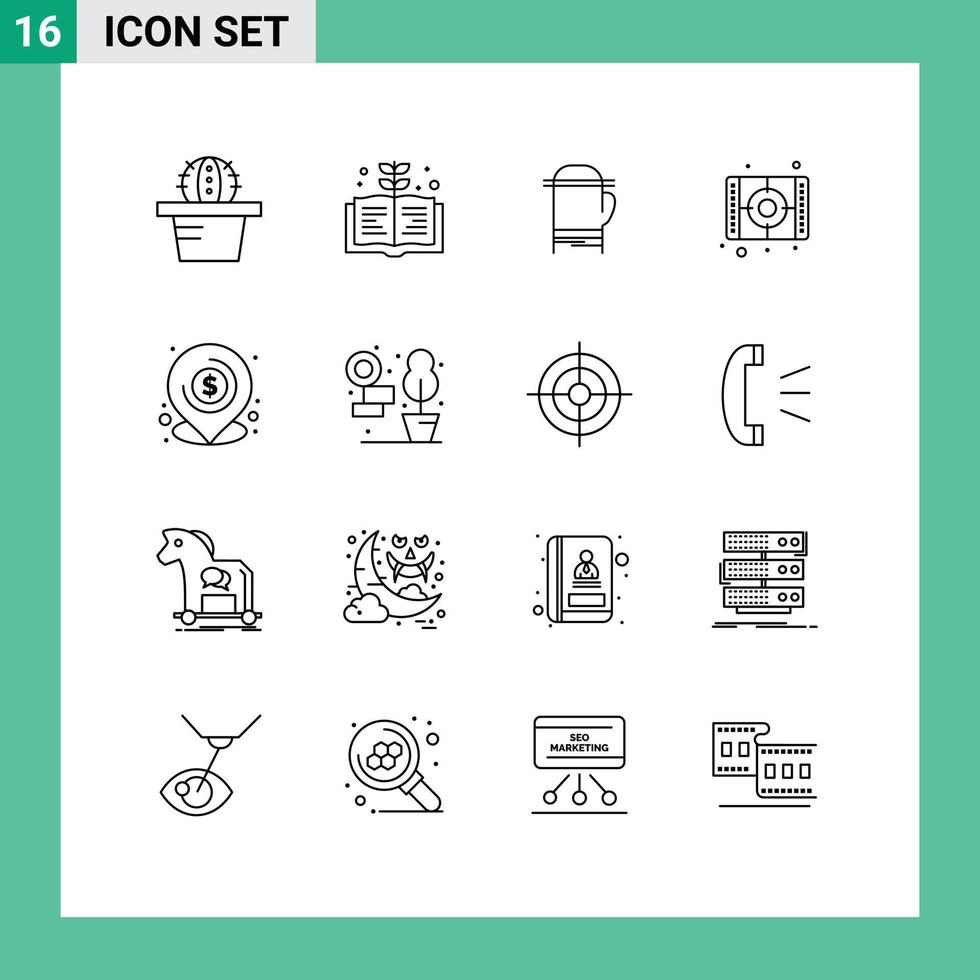 pack de 16 Créatif grandes lignes de emplacement prêt du froid prêter peindre modifiable vecteur conception éléments