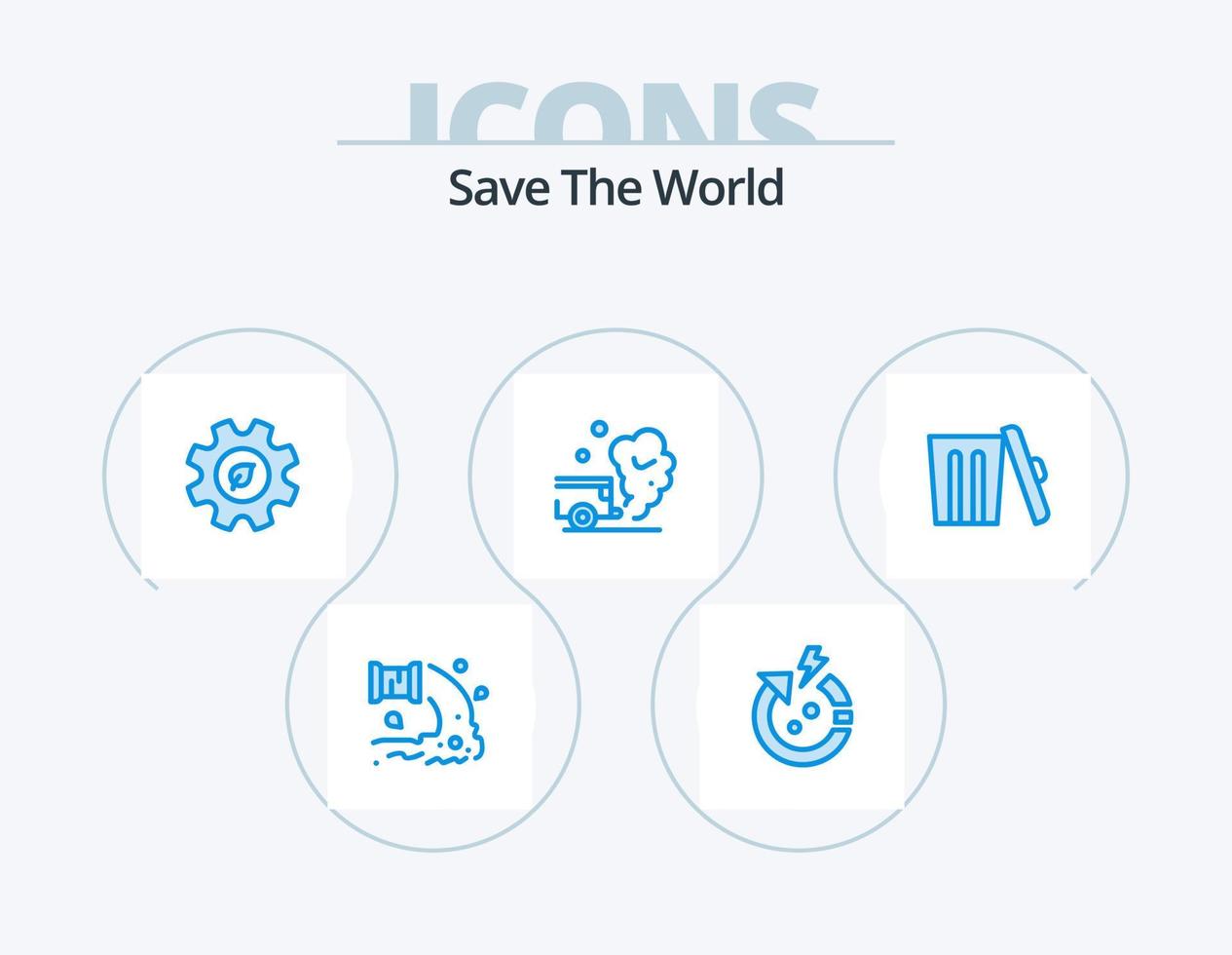 enregistrer le monde bleu icône pack 5 icône conception. fumée. gaz. monde. auto. environnement vecteur