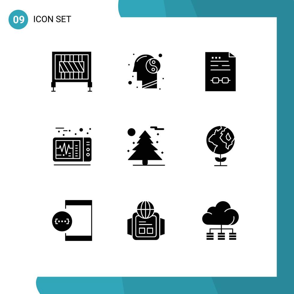 9 universel solide glyphes ensemble pour la toile et mobile applications plante médical accord cœur battre document modifiable vecteur conception éléments