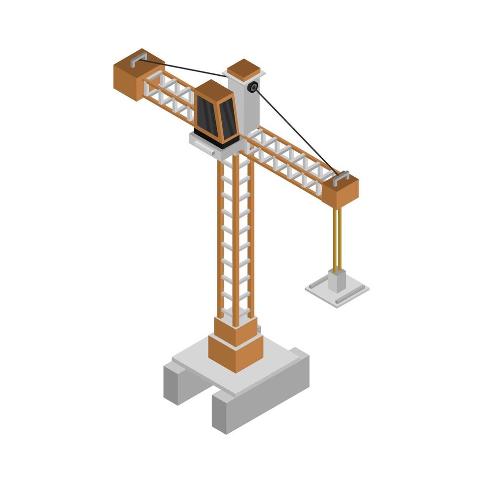 grue isométrique sur fond blanc vecteur