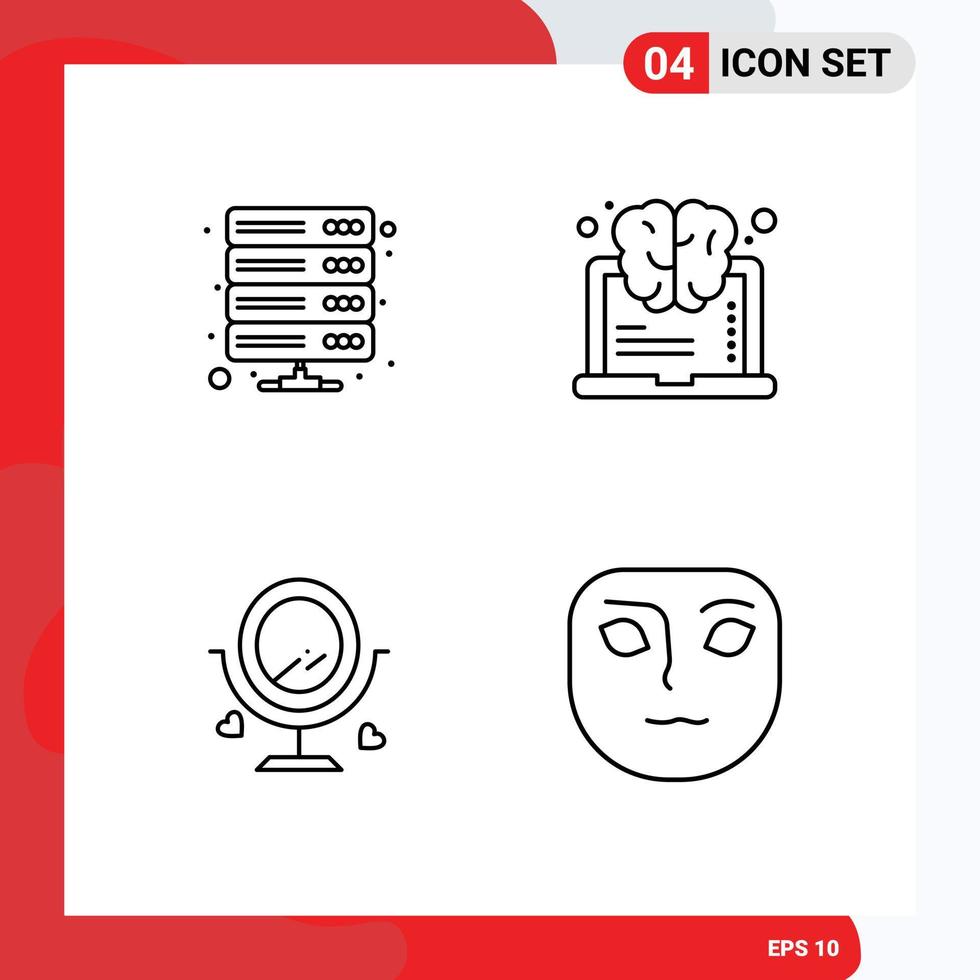 4 thématique vecteur ligne remplie plat couleurs et modifiable symboles de Les données merroir espace de rangement apprentissage mariage modifiable vecteur conception éléments