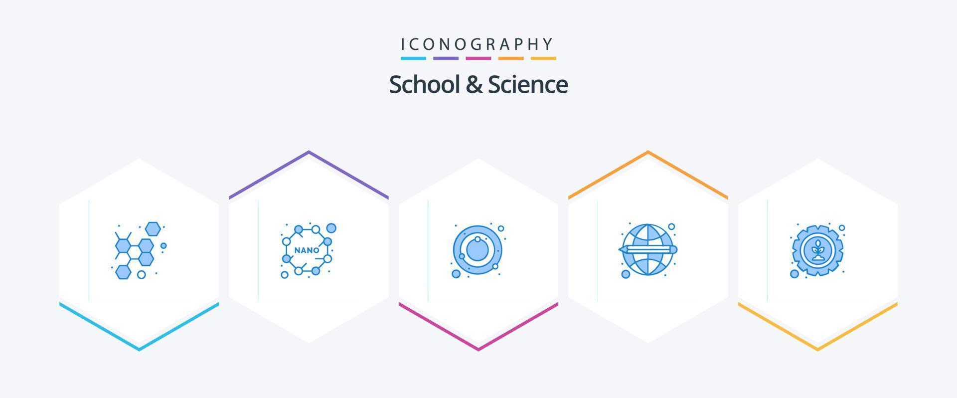 école et science 25 bleu icône pack comprenant la nature. astronomie. apprentissage. éducation vecteur
