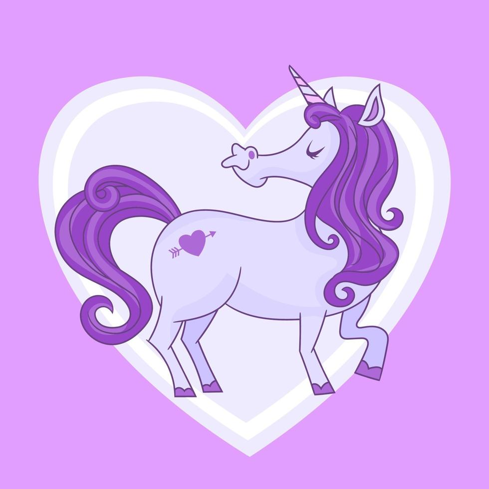 mignonne petite licorne magique violette vecteur