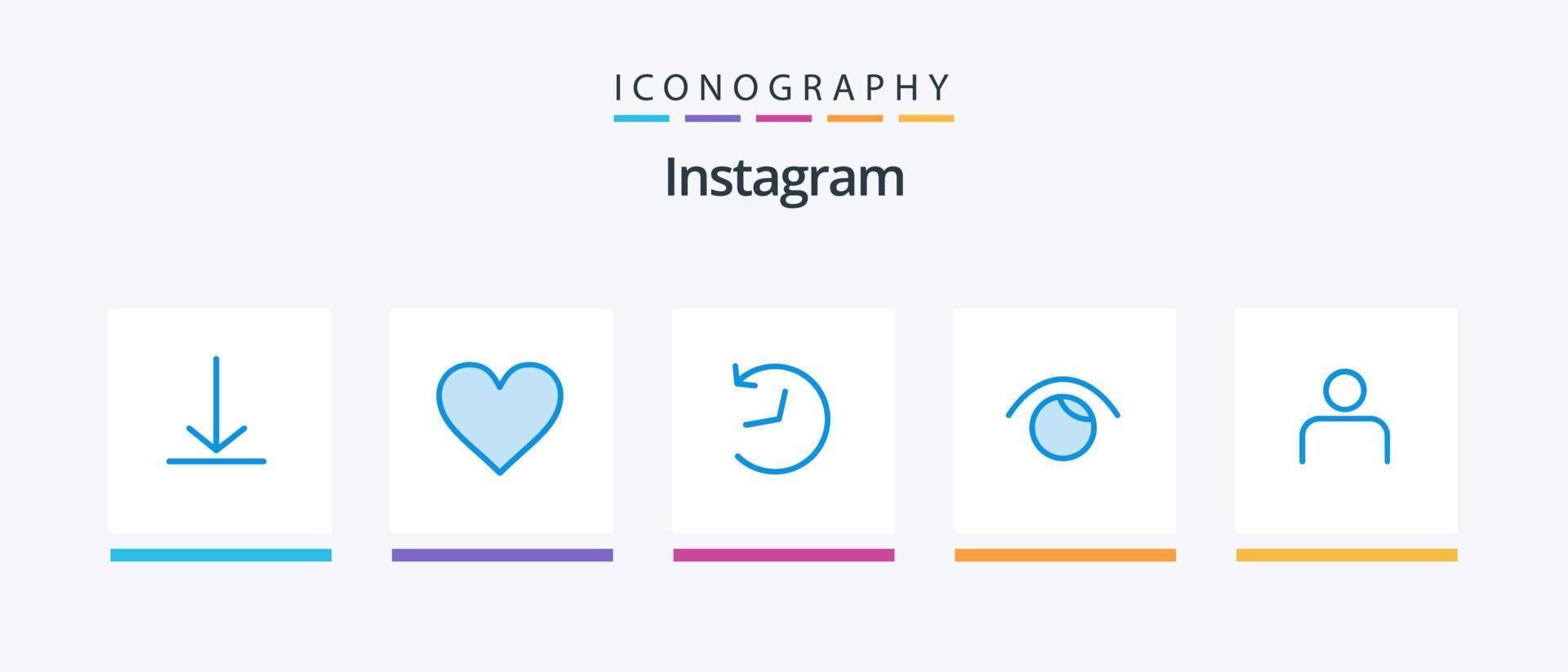 instagram bleu 5 icône pack comprenant ensembles. personnes. logo. Instagram. montre. Créatif Icônes conception vecteur
