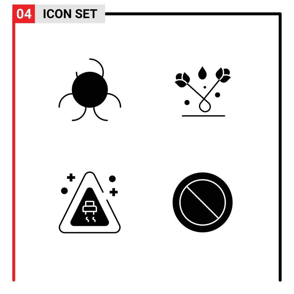 4 utilisateur interface solide glyphe pack de moderne panneaux et symboles de la biologie interdire Pâques signalisation ensemble modifiable vecteur conception éléments