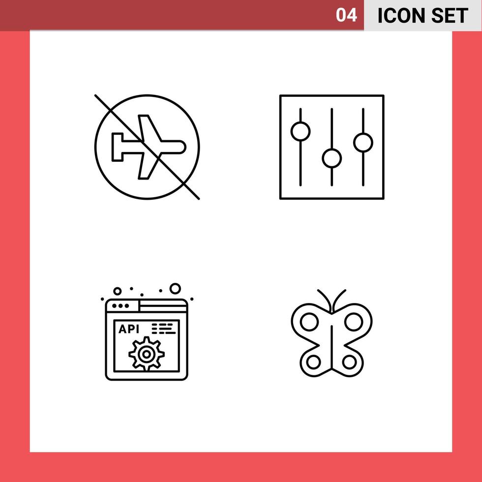 groupe de 4 moderne ligne remplie plat couleurs ensemble pour aéroport utilisateur de éléments code modifiable vecteur conception éléments