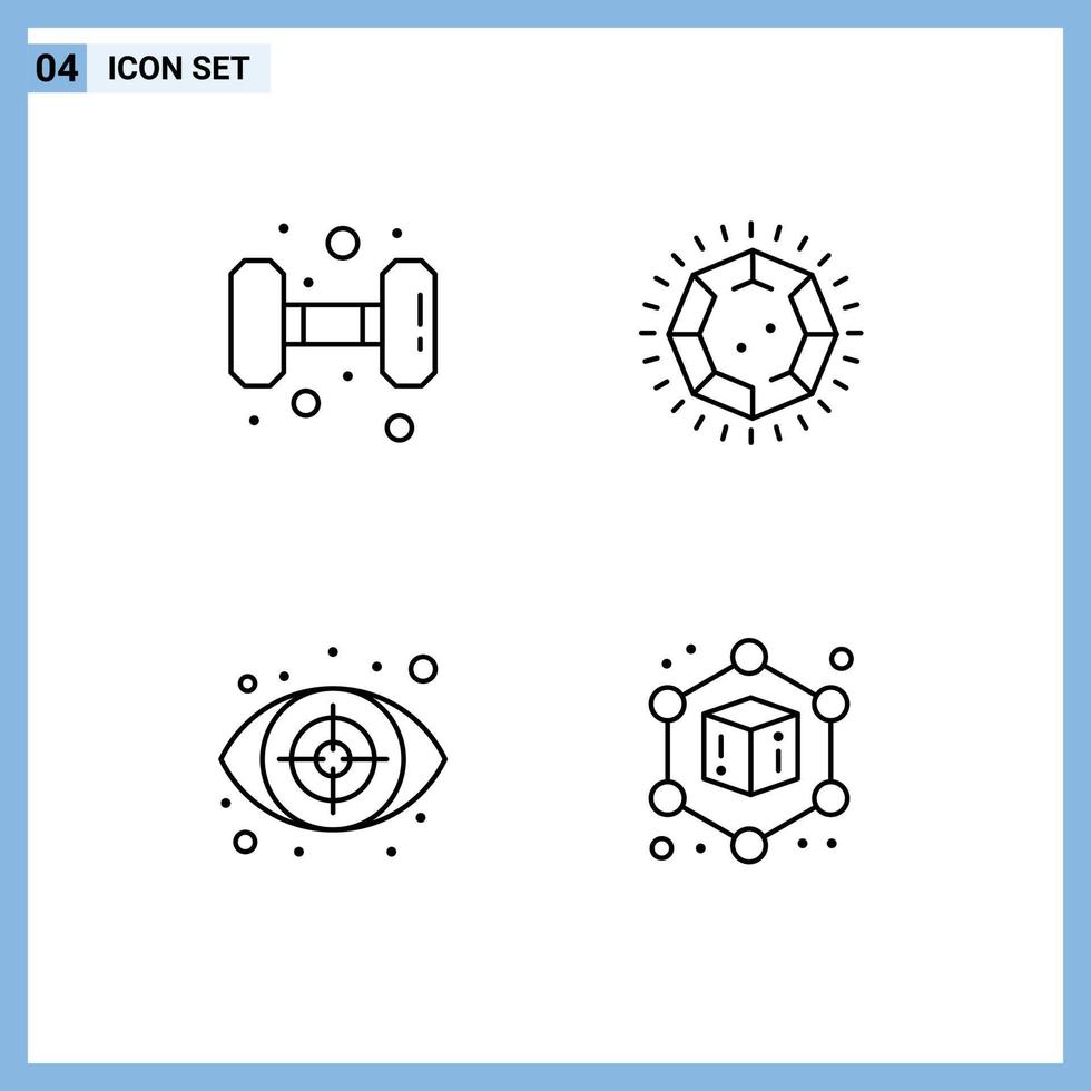 ensemble de 4 commercial ligne remplie plat couleurs pack pour aptitude œil poids bijou cible modifiable vecteur conception éléments