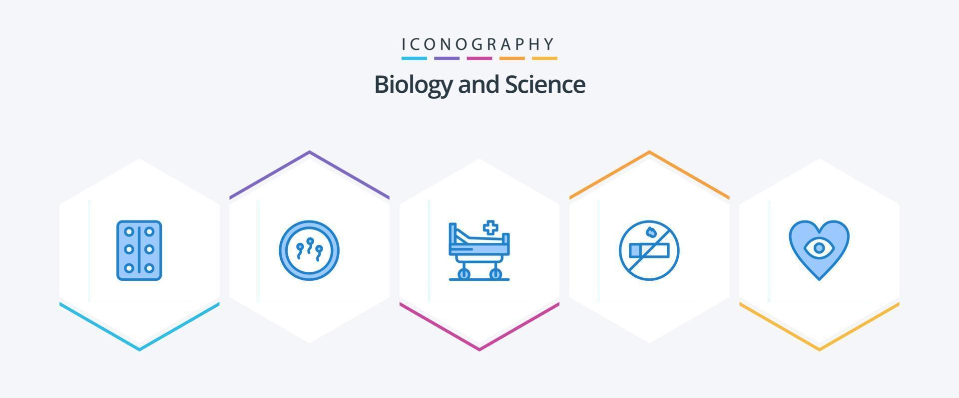 la biologie 25 bleu icône pack comprenant . . hôpital. l'amour. œil vecteur