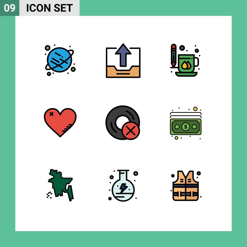 Stock vecteur icône pack de 9 ligne panneaux et symboles pour rapport comme café l'amour impression modifiable vecteur conception éléments