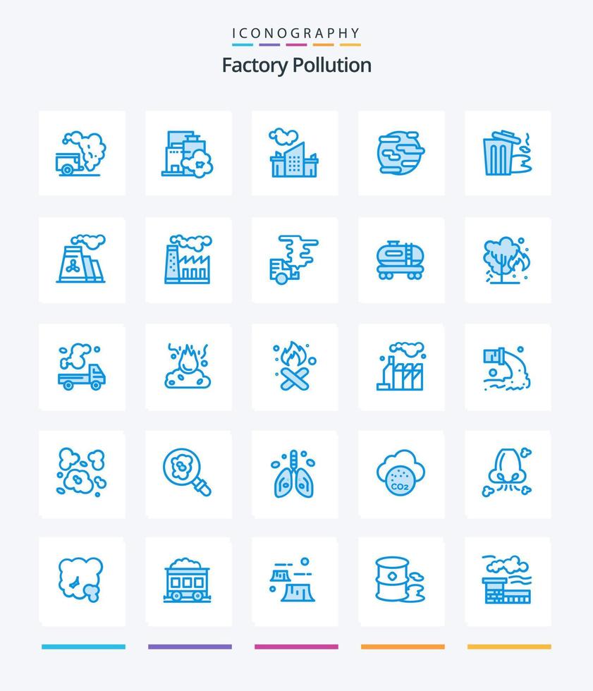 Créatif usine la pollution 25 bleu icône pack tel comme usine. pollution. environnement. ordures. monde vecteur