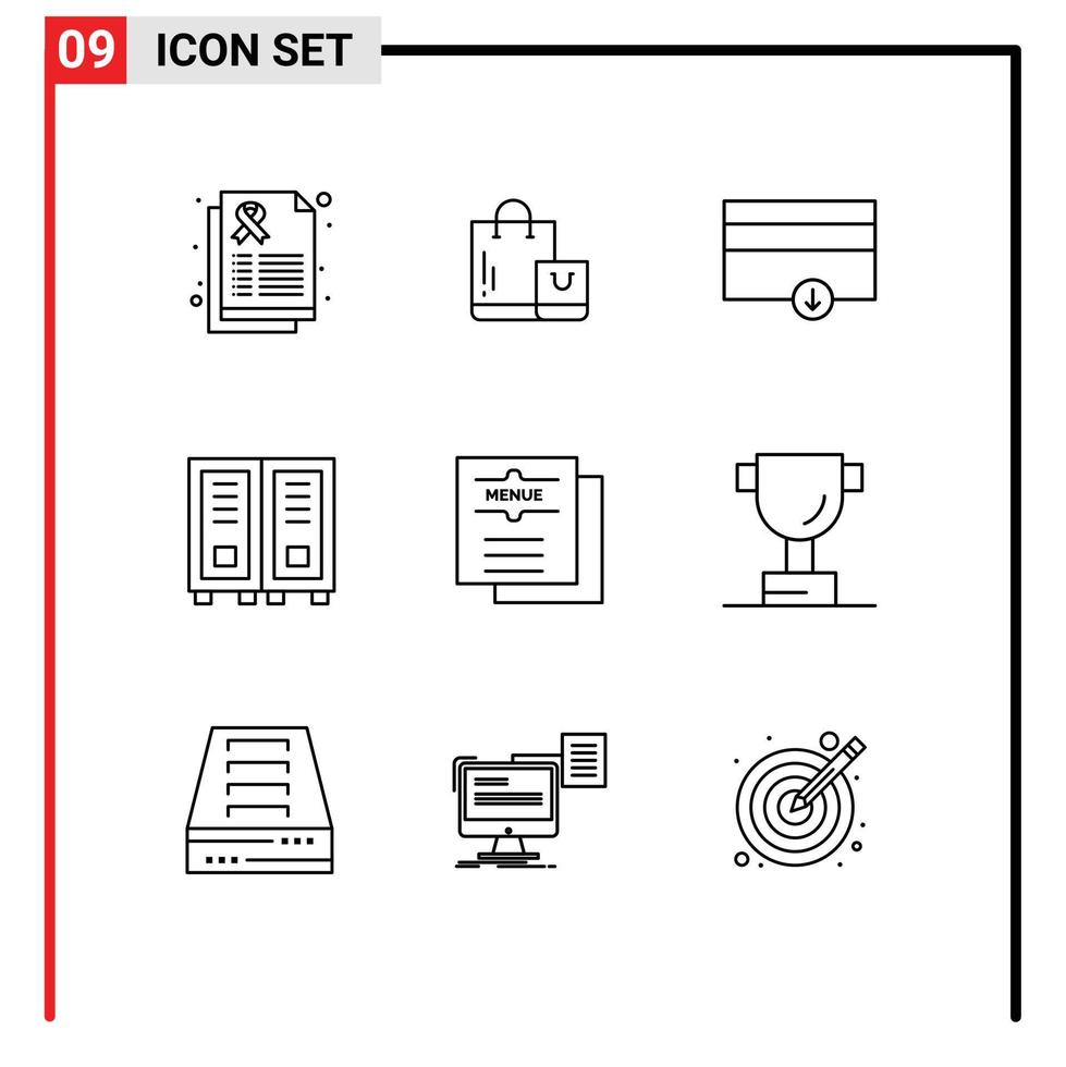 ensemble de 9 moderne ui Icônes symboles panneaux pour nourriture café la finance en train de lire bibliothèque modifiable vecteur conception éléments