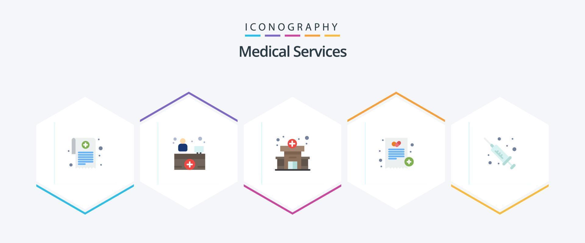 médical prestations de service 25 plat icône pack comprenant . médical. hôpital. injection. médical vecteur