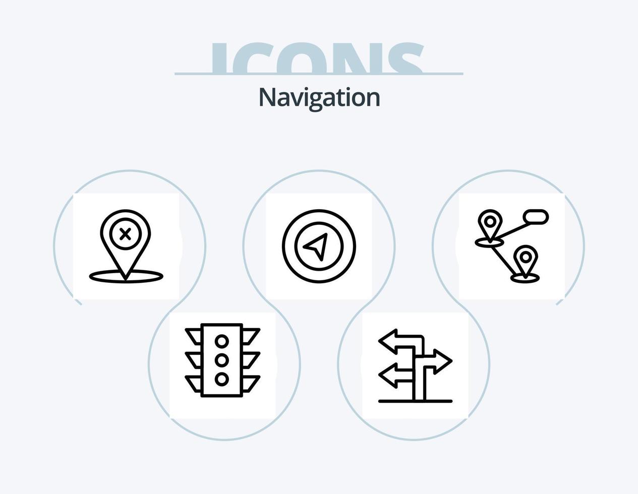 la navigation ligne icône pack 5 icône conception. mobile. circulation. broche. signal. Montagne vecteur