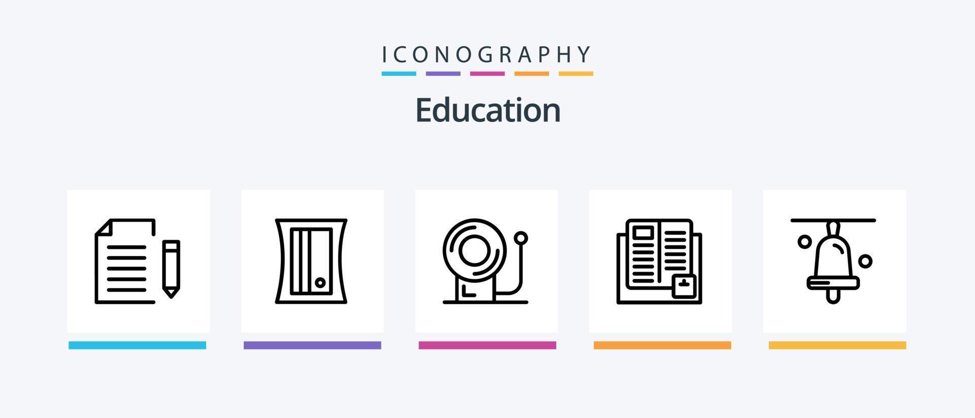 éducation ligne 5 icône pack comprenant éducation. connaissance. bureau. éducation. livre. Créatif Icônes conception vecteur