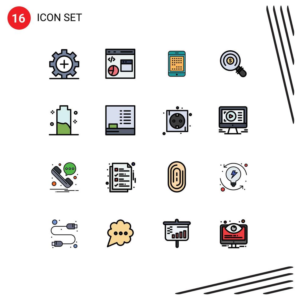 universel icône symboles groupe de 16 moderne plat Couleur rempli lignes de marché mobile développement iPad dispositif modifiable Créatif vecteur conception éléments