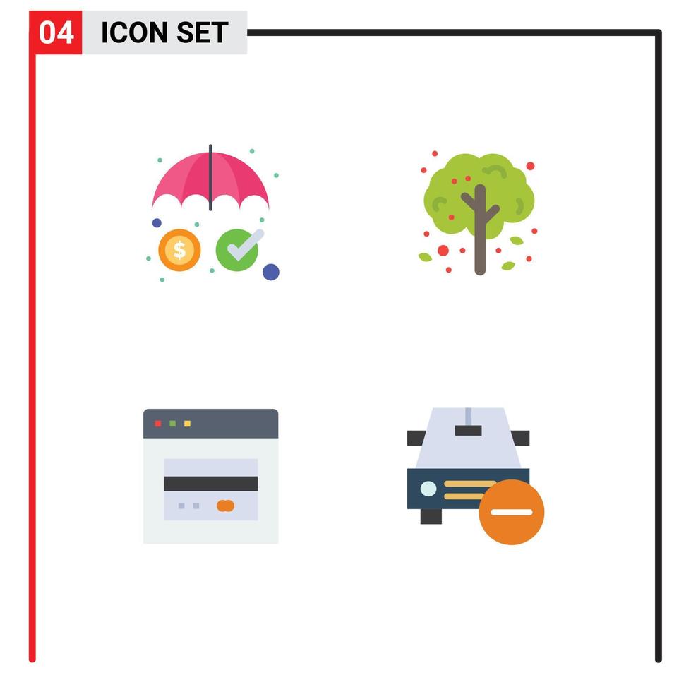 ensemble de 4 moderne ui Icônes symboles panneaux pour Assurance carte protection action de grâces commercialisation modifiable vecteur conception éléments