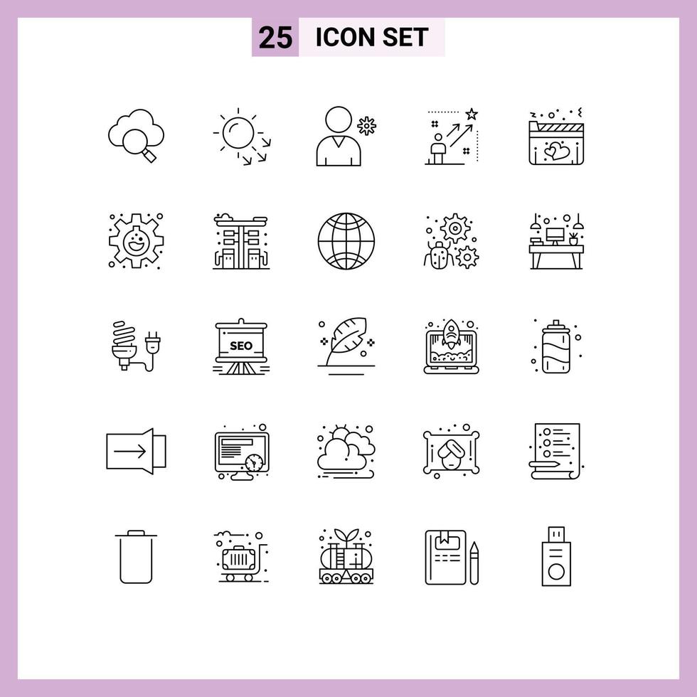 25 utilisateur interface ligne pack de moderne panneaux et symboles de l'amour film profil Succès étoile modifiable vecteur conception éléments