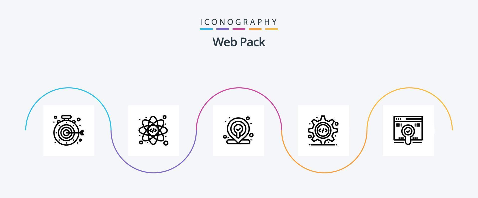 la toile pack ligne 5 icône pack comprenant paquet. recherche. emplacement. la toile. la source code vecteur