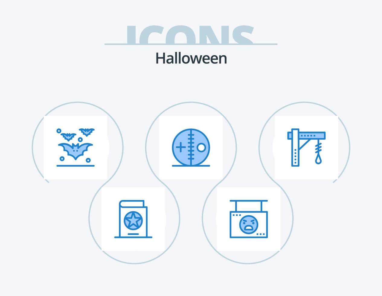 Halloween bleu icône pack 5 icône conception. crevaison. poupée. citrouille. costume. Halloween vecteur