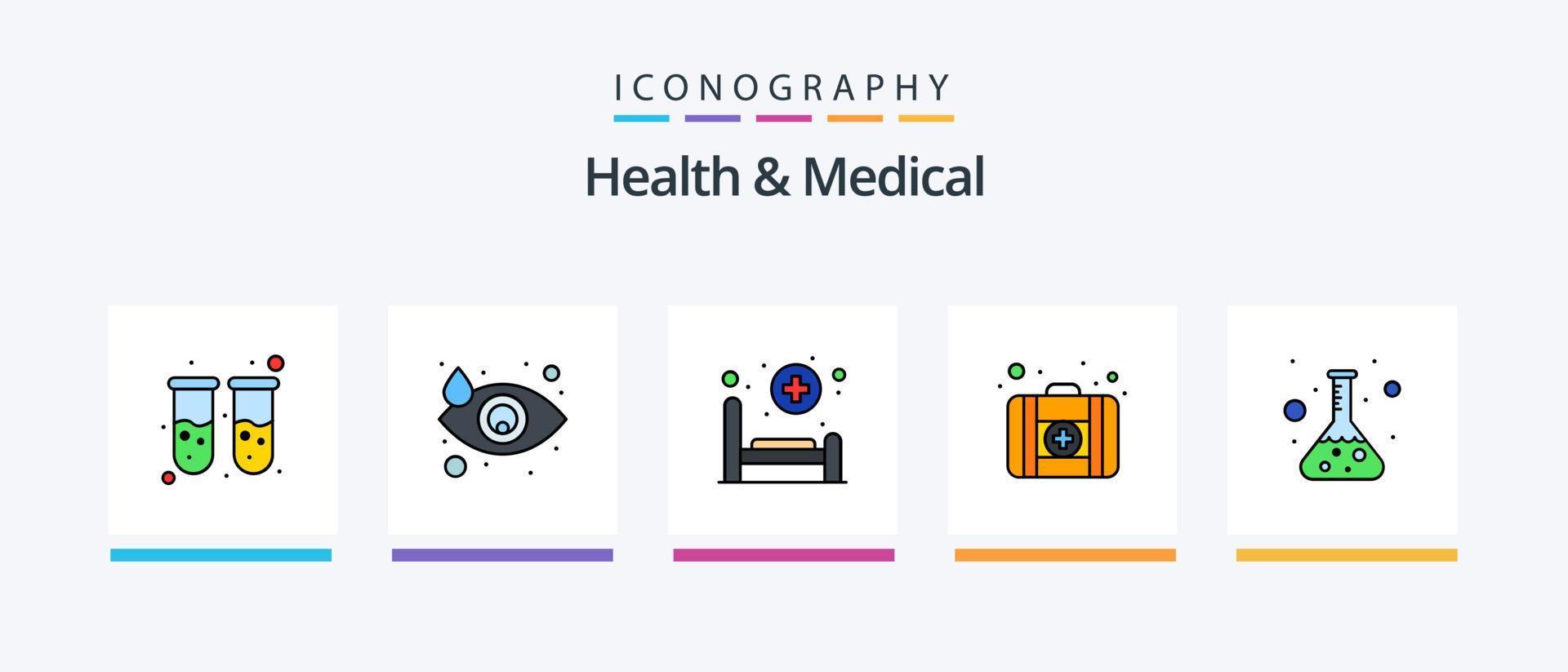 santé et médical ligne rempli 5 icône pack comprenant premier aide. blessé. aptitude. fraction. os. Créatif Icônes conception vecteur