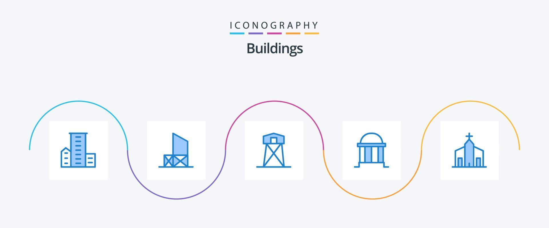 bâtiments bleu 5 icône pack comprenant bâtiment. architecture. sauvetage. guerre. chasser vecteur