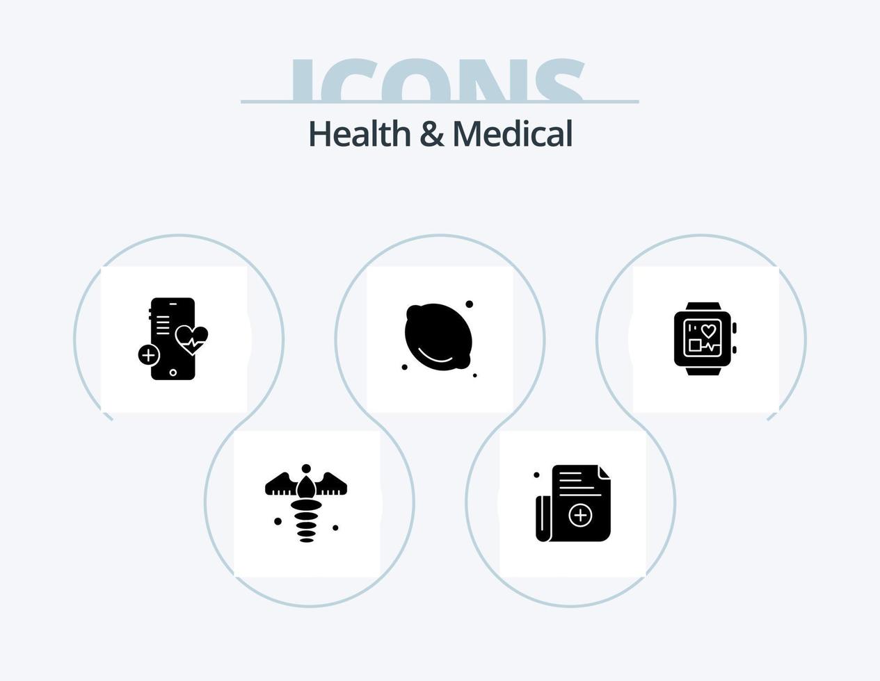 santé et médical glyphe icône pack 5 icône conception. battement de coeur. médical. téléphone. médical. soins de santé vecteur