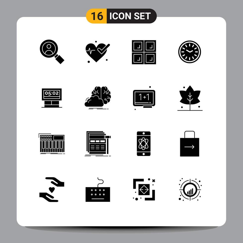 pack de 16 moderne solide glyphes panneaux et symboles pour la toile impression médias tel comme tableau de bord Jeu fenêtre planche temps modifiable vecteur conception éléments